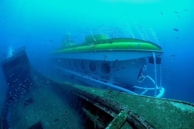 submarine under water