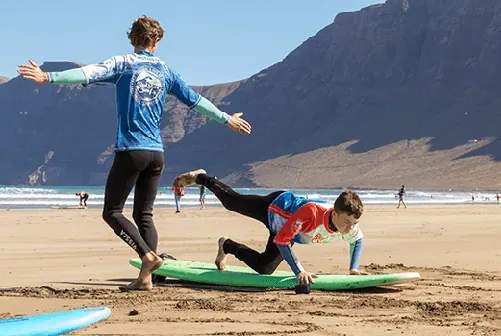 child on surfboard